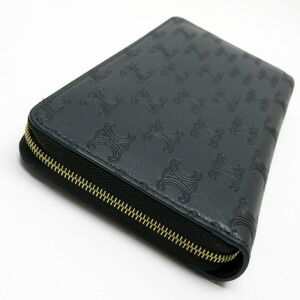 Celine Macadam favorite wallet green zip Triomphe leather round gold